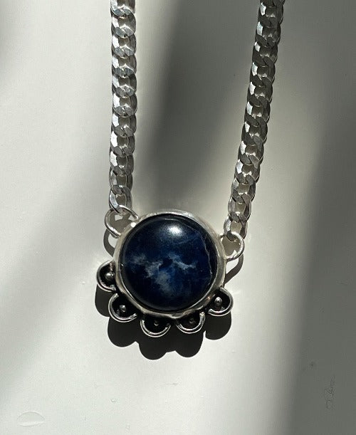 Sodalite Curb Chain Necklace