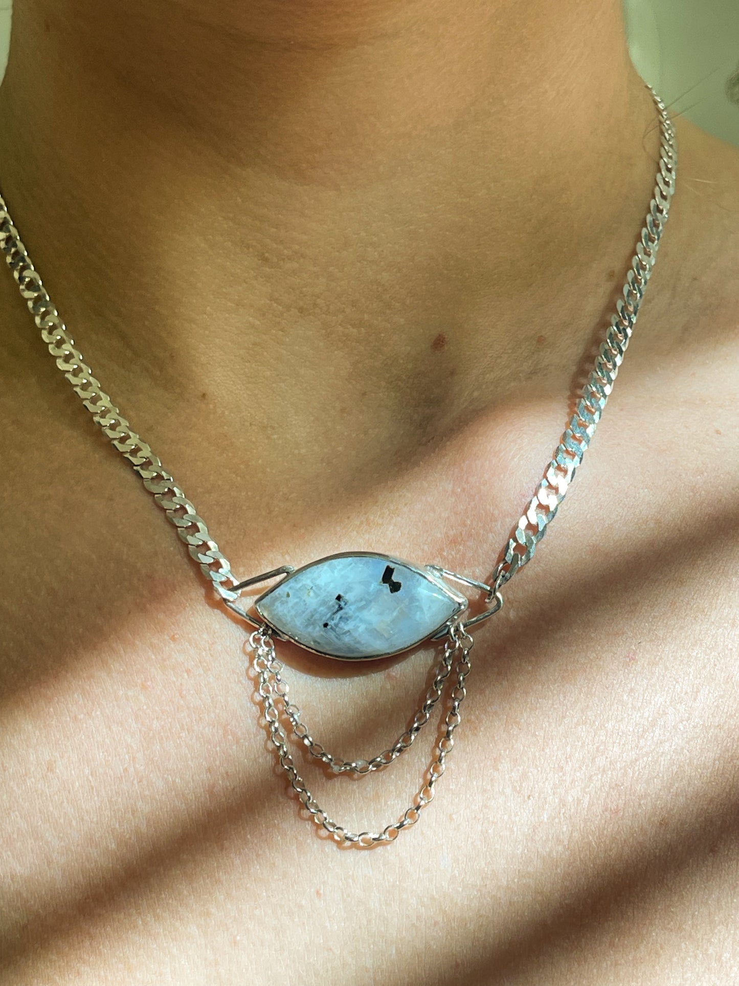 Moonstone Curb Chain Necklace